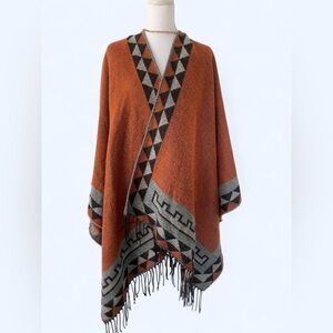 Elegant Women's Poncho Shawl Fringes by Moss Rose